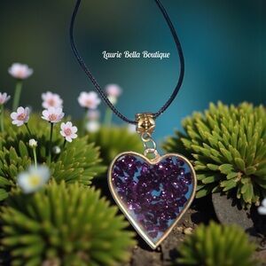 Purple Heart Druzy-Style Necklace
